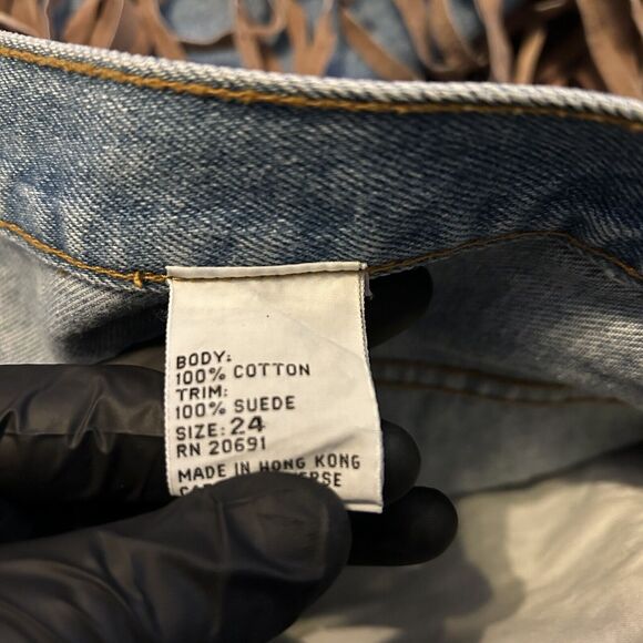 Vintage Seruchi Womens Fringe Boho Western Denim Jeans Size 24 Cowgirl - Picture 8 of 8